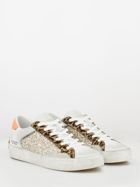 Low Top Distressed bianco / glitter / maculato