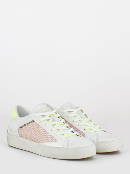 Low Top Distressed bianco / rosa