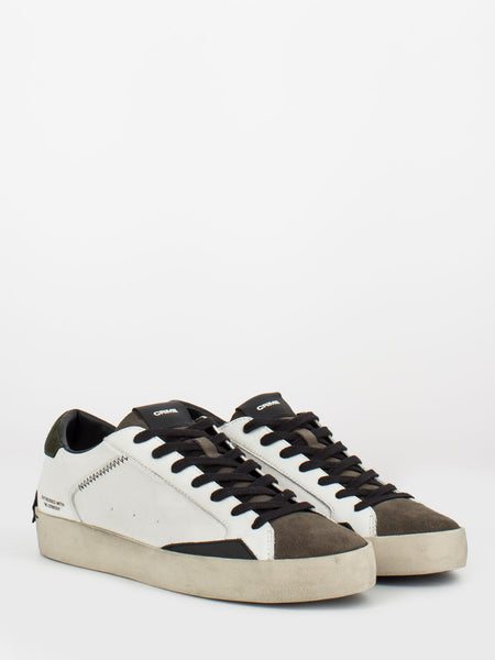 Low Top Distressed bianco / verde / marrone