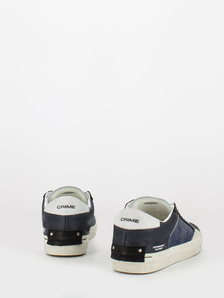 CRIME - Low Top Distressed blu / bianco