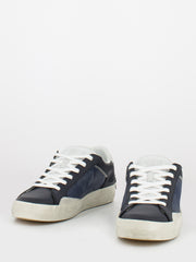 CRIME - Low Top Distressed blu / bianco