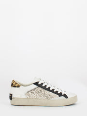 CRIME - Low Top Distressed champagne glitter / leopard