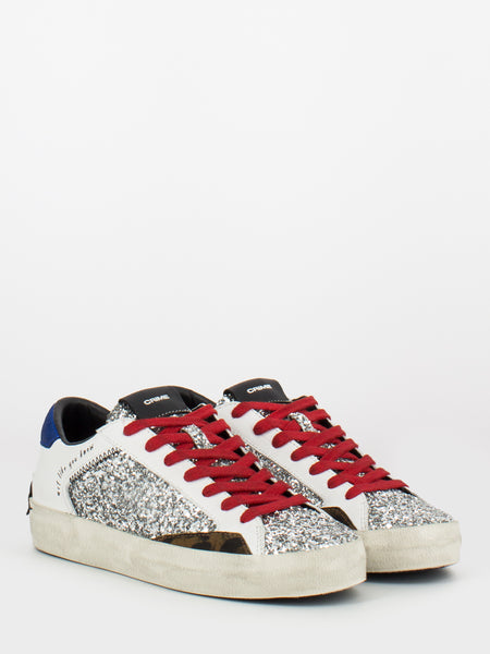 Low Top Distressed glitter argento / multicolor