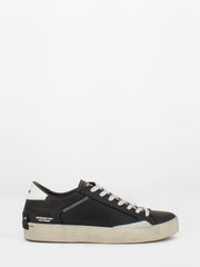 CRIME - Low Top Distressed nere in pelle