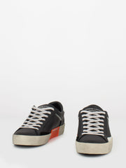 CRIME - Low Top Distressed nere in pelle