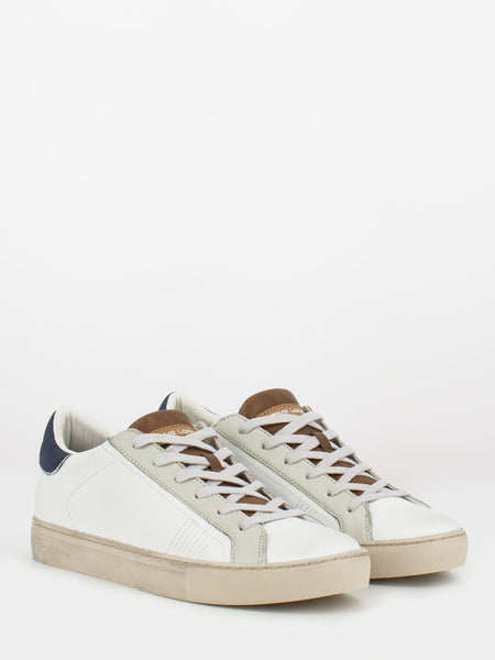 Low top essential bianco / cuoio / blu