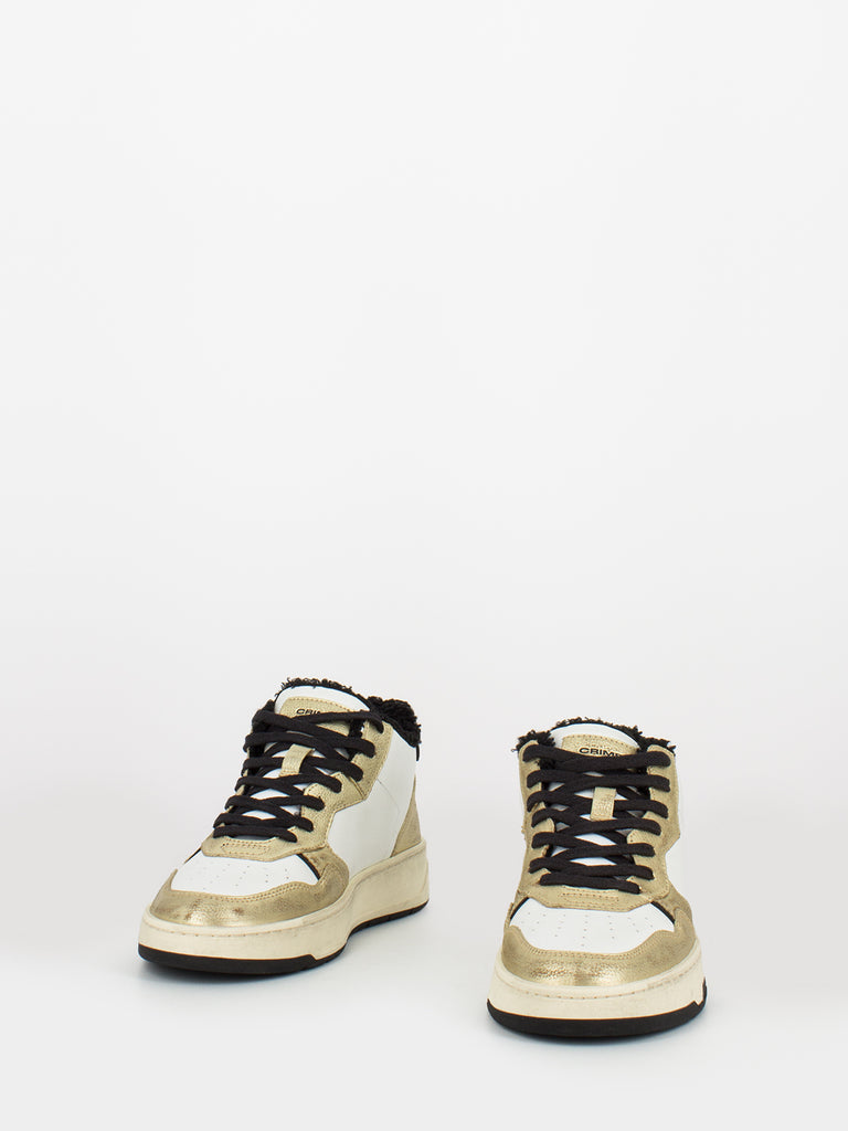 CRIME - Timeless mid top bianco / oro