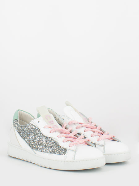 Sneakers Alpha glitter white / mint