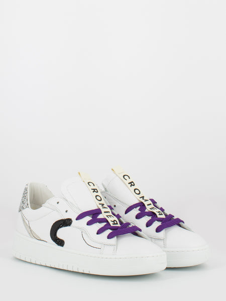 Sneakers bianco mousse con glitter