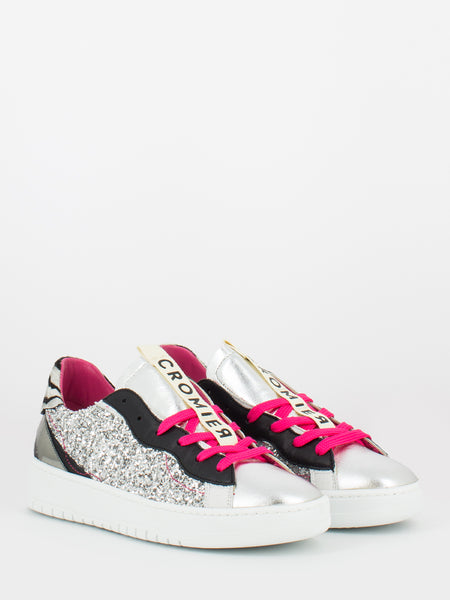 Sneakers glitter mix argento / black