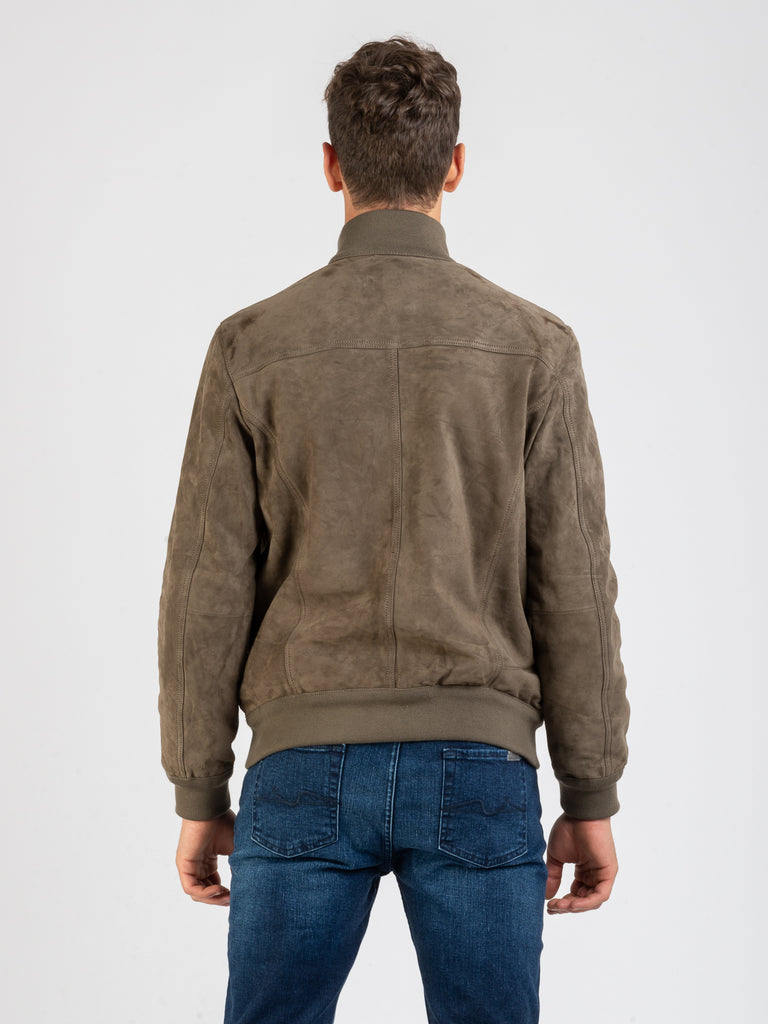 D'AMICO - Giacca bomber scamosciata fumo