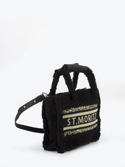DE SIENA - Borsa eco fur St. Moritz black / champagne