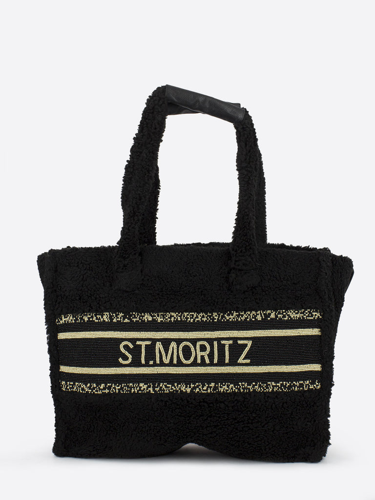 DE SIENA - Shopper eco fur St. Moritz black / champagne