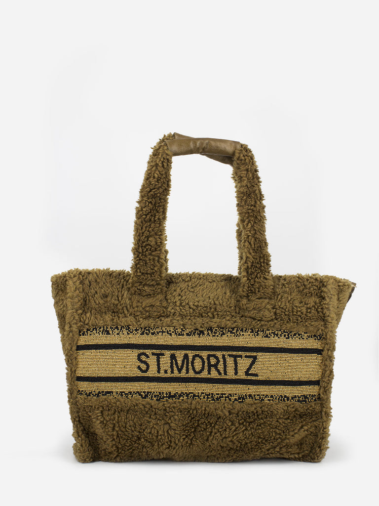 DE SIENA - Shopper eco fur St. Moritz tabacco / black