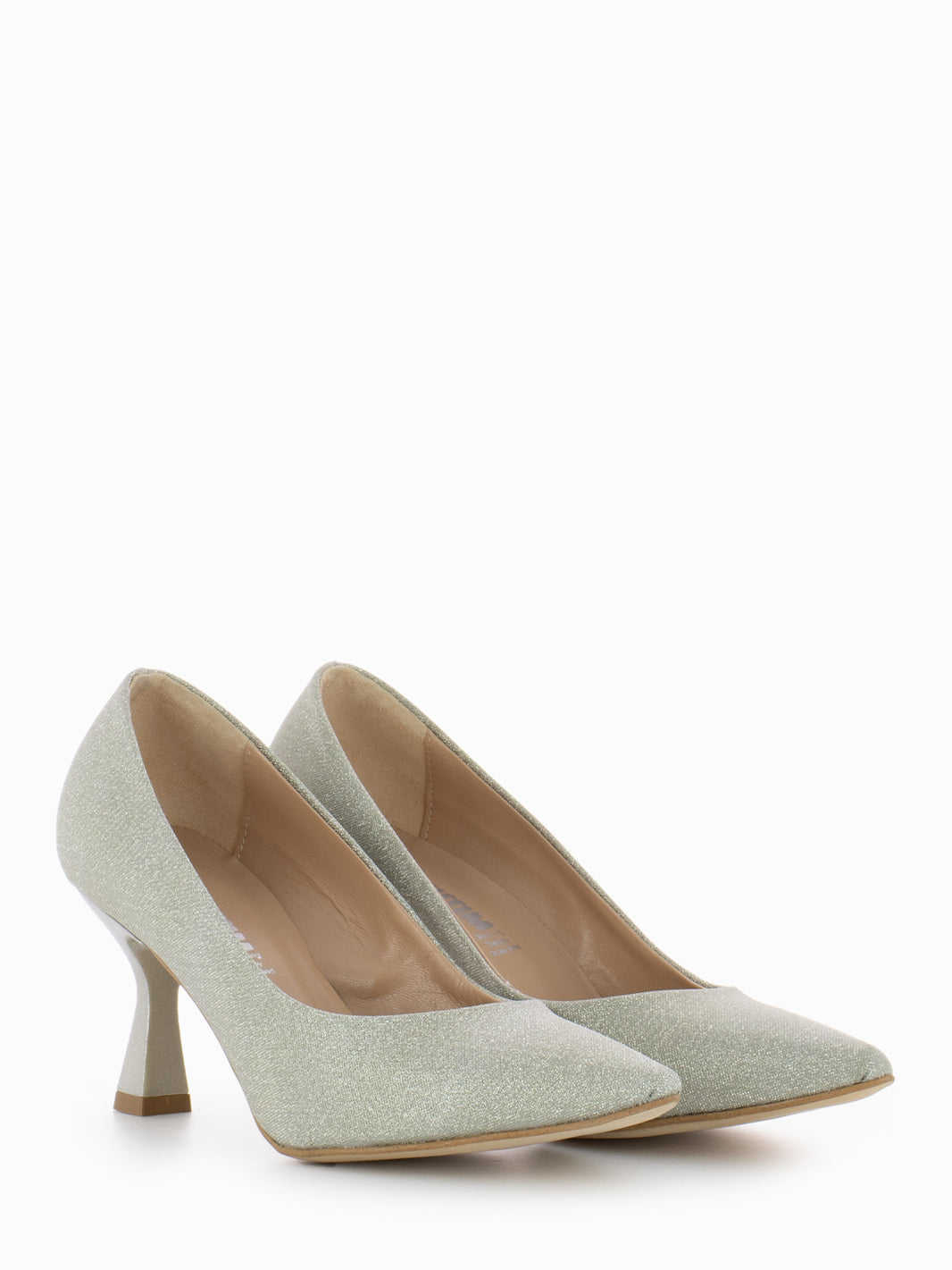 Silver microglitter pumps