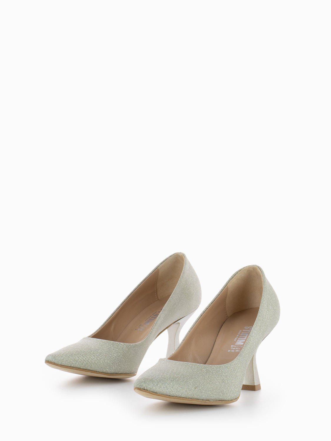 Silver microglitter pumps