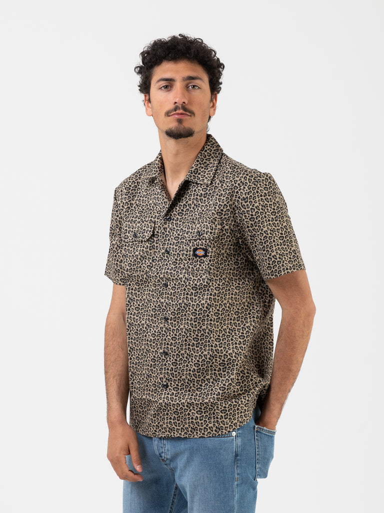 DICKIES - Camicia Silver Firs S/S leopard