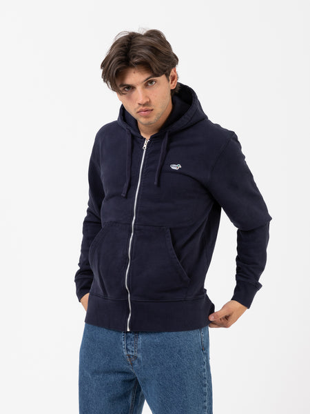 Felpa hoodie con zip Duck Patch plain navy