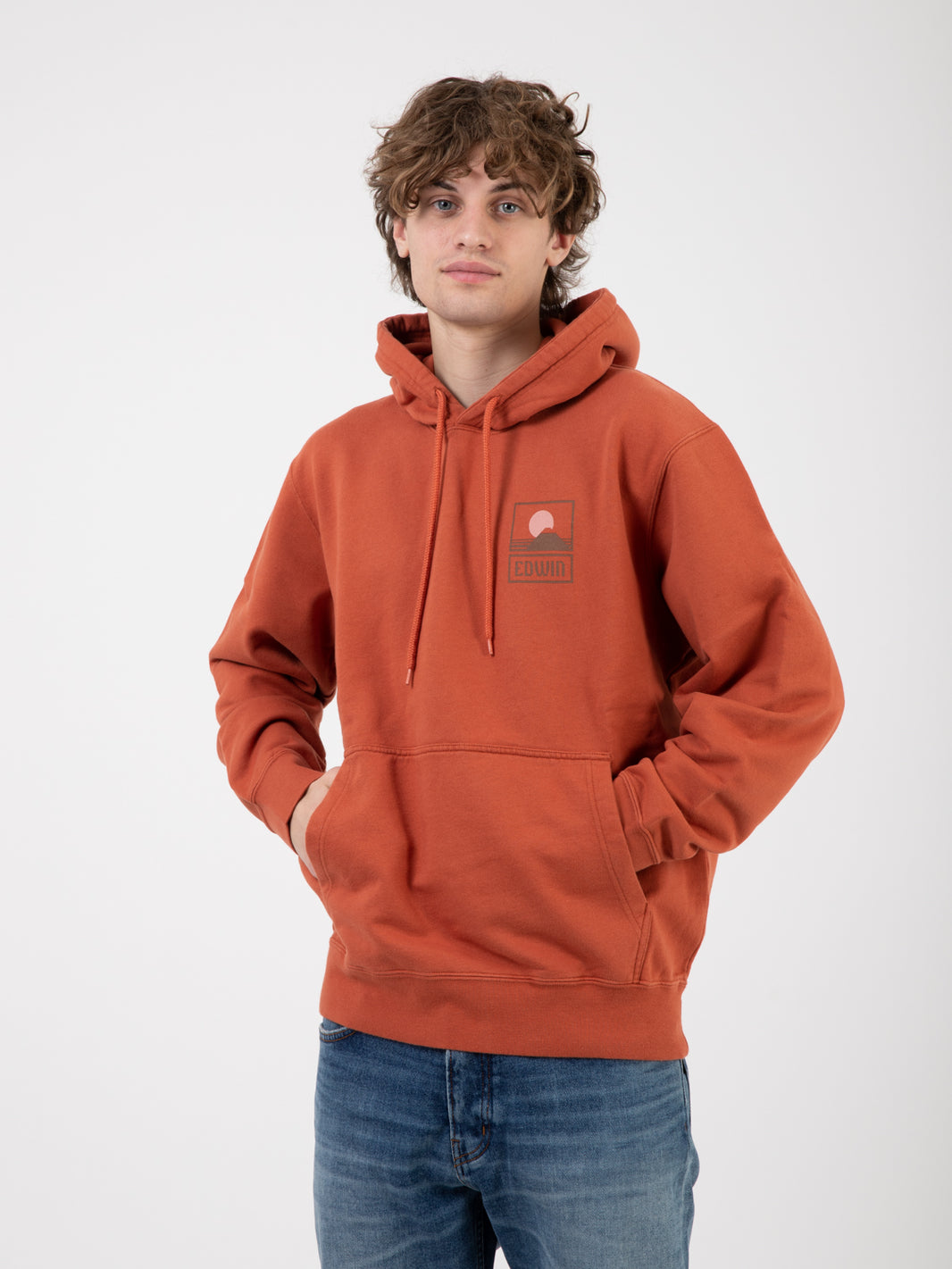 Felpa Japanese Sun Hoodie Sweat baked clay garment washed