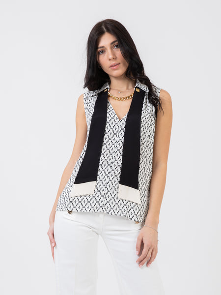 Blusa con foulard burro / nero