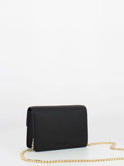 ELISABETTA FRANCHI - Borsetta on chain nera con logo light gold