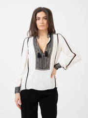 ELISABETTA FRANCHI - Camicia con dettagli in pizzo burro / nero