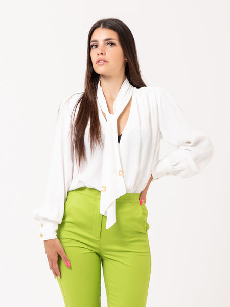 Camicia con foulard avorio