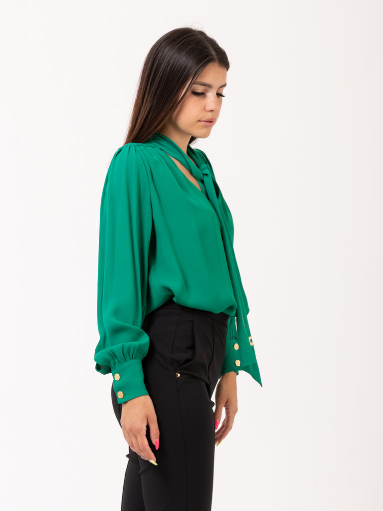 ELISABETTA FRANCHI - Camicia con foulard smeraldo