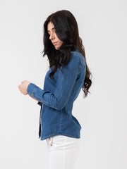 ELISABETTA FRANCHI - Camicia jeans disegno losanga light blue