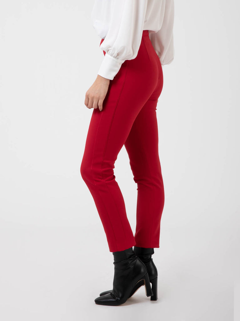 ELISABETTA FRANCHI - Pantaloni dritti red velvet con morsetto
