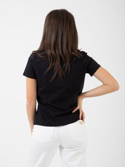 ELISABETTA FRANCHI - T-shirt nera con logo ricamato