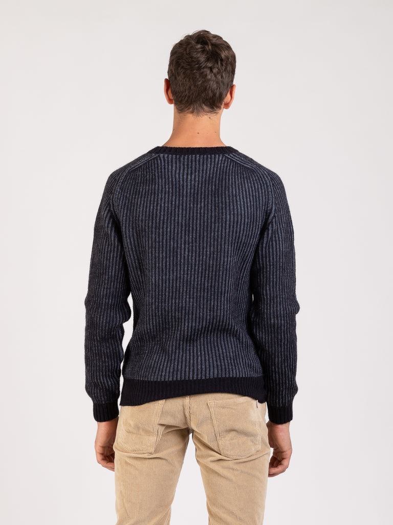 ETRE NYC - Maglione Bylag a coste bicolore blu / jeans