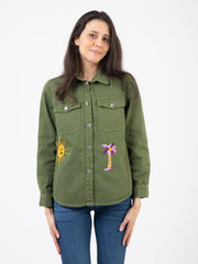 FRONT STREET - Giacca camicia handmade embroidery green