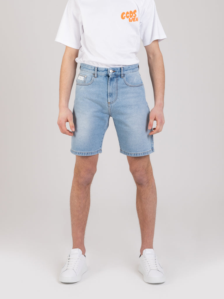 GCDS - Bermuda jeans denim medio chiaro
