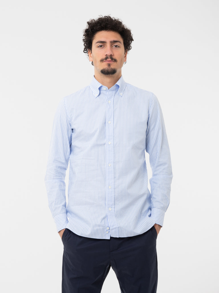 GIAMPAOLO - Camicia a righe azzurro / bianco