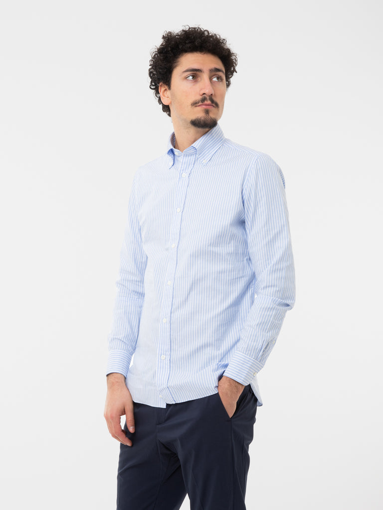 GIAMPAOLO - Camicia a righe azzurro / bianco