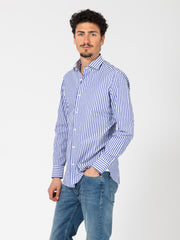 GIAMPAOLO - Camicia a righe bianco / blu