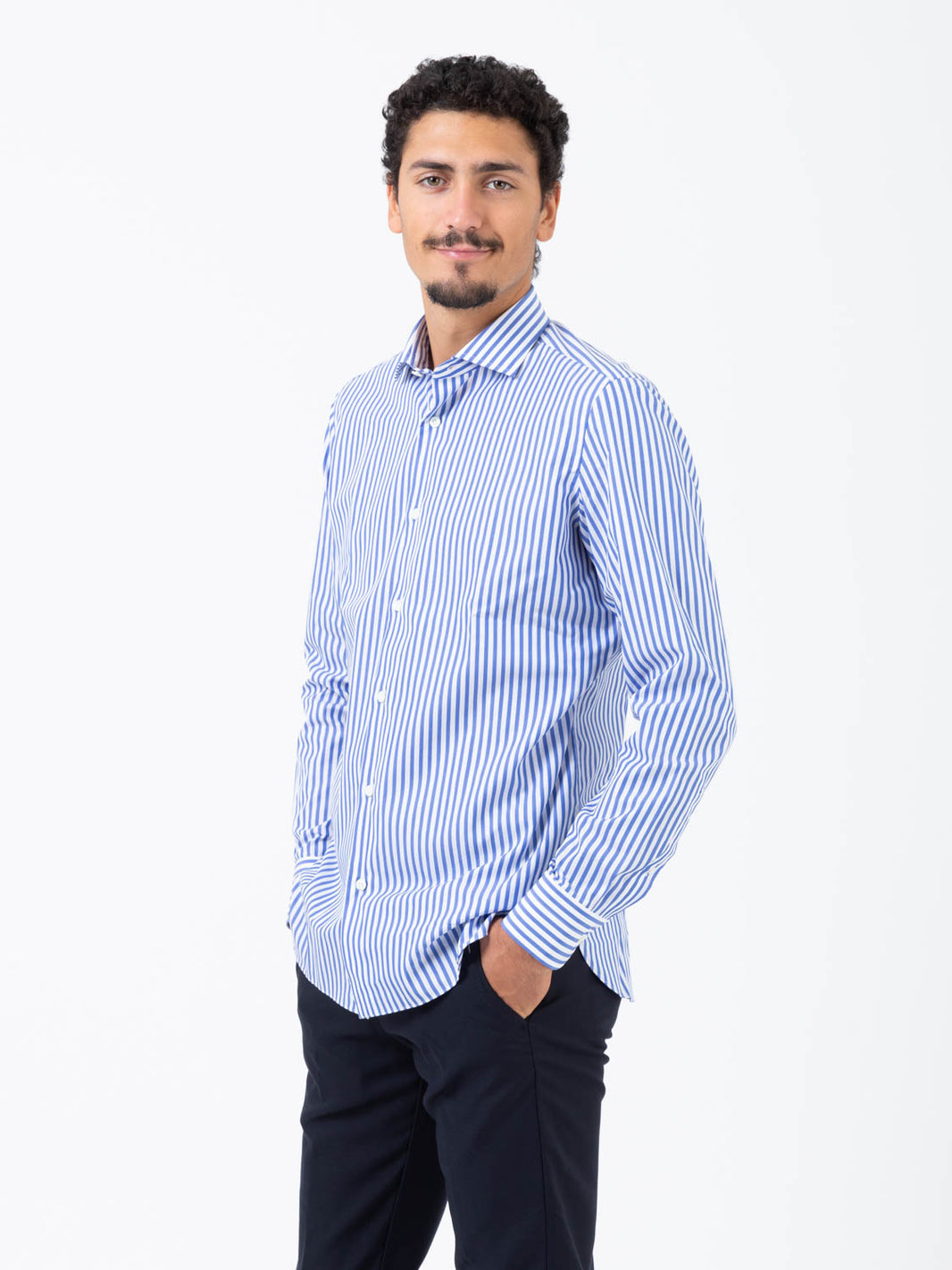 Camicia a righe bold bianco / blu