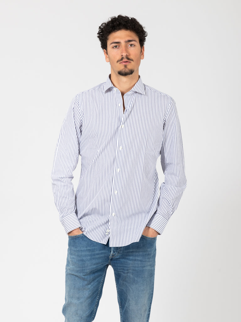GIAMPAOLO - Camicia a righe sottili bianco / blu