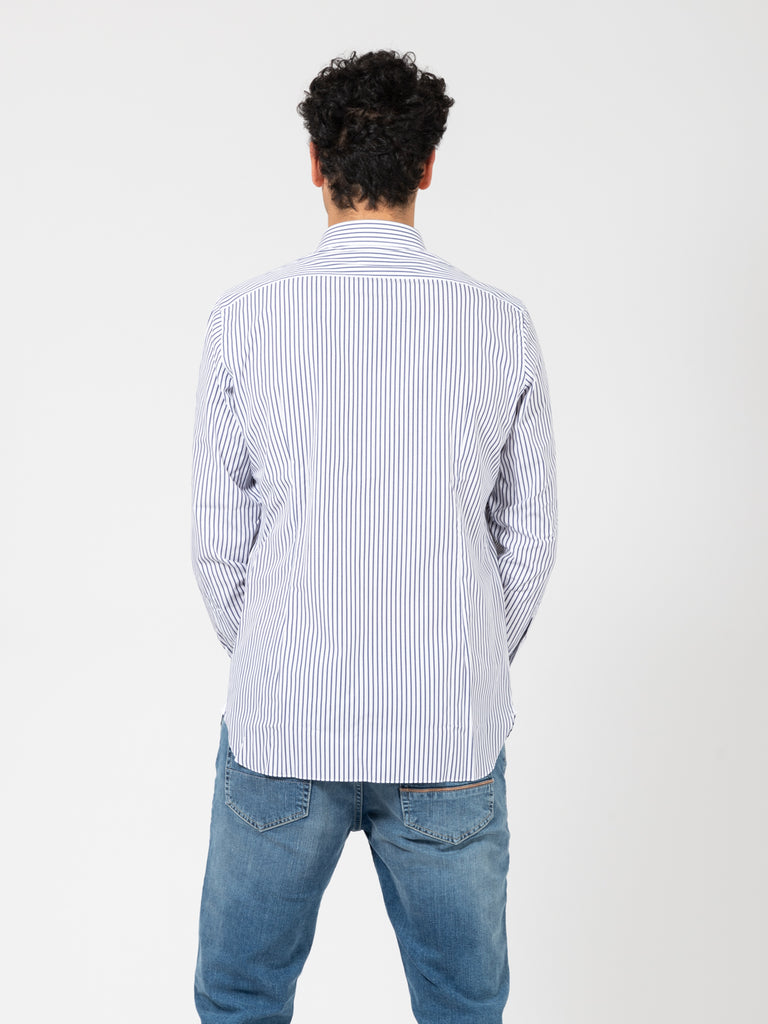 GIAMPAOLO - Camicia a righe sottili bianco / blu