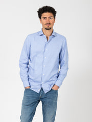 GIAMPAOLO - Camicia micro-chanel bianco / blu
