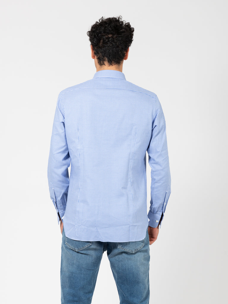 GIAMPAOLO - Camicia micro-quadro bianco / blu