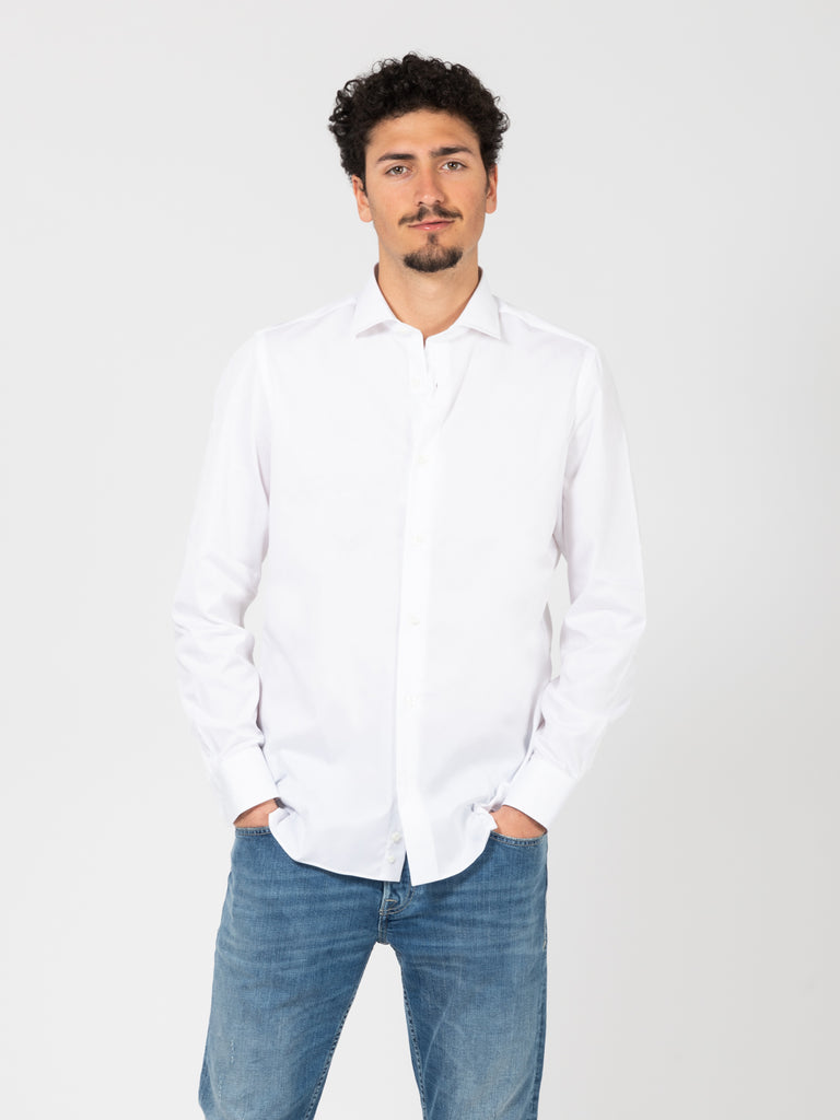 GIAMPAOLO - Camicia travel bianca in cotone