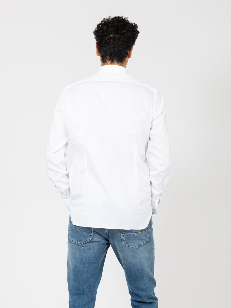 GIAMPAOLO - Camicia travel bianca in cotone