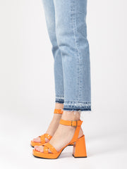 GIAMPAOLO VIOZZI - Sandalo vernice arancio con platform
