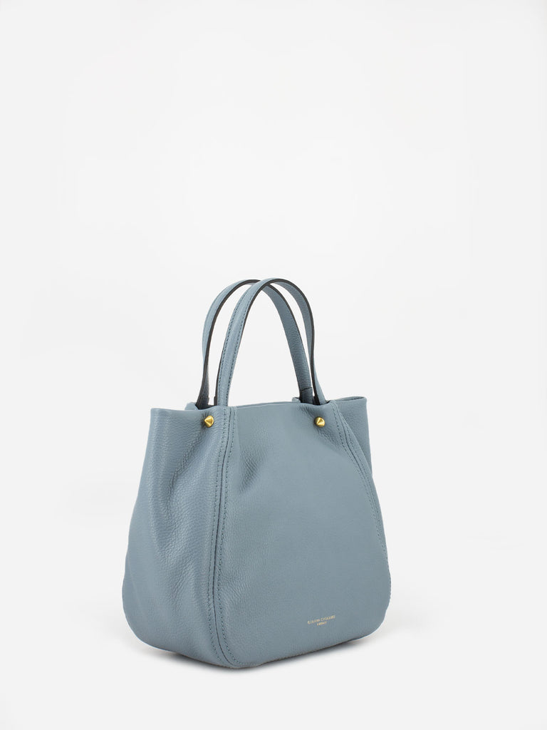 GIANNI CHIARINI - Mini shopper soft blue con borchie
