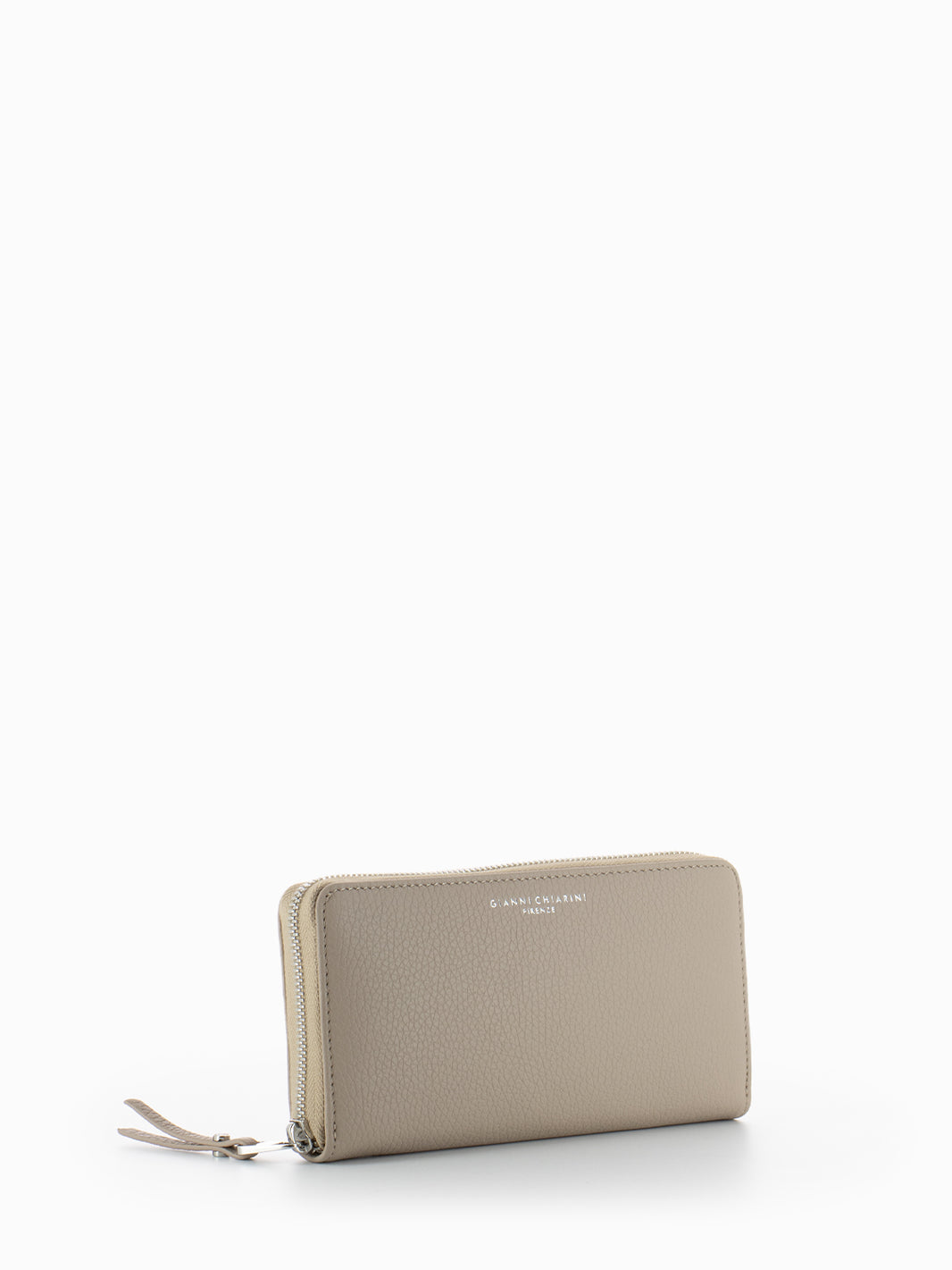 Grain zip around satin wallet