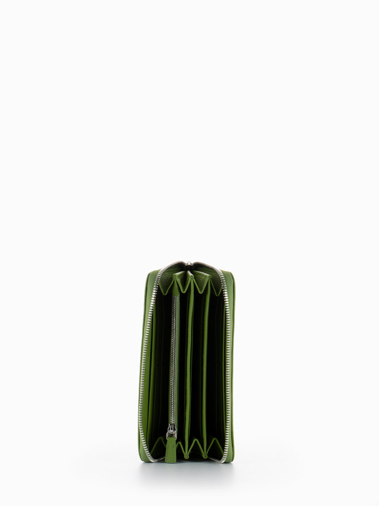 GIANNI CHIARINI - Portafoglio Grain zip around wasabi green