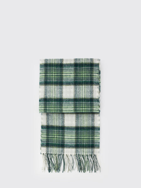 Sciarpa in lana tartan bianco / verde