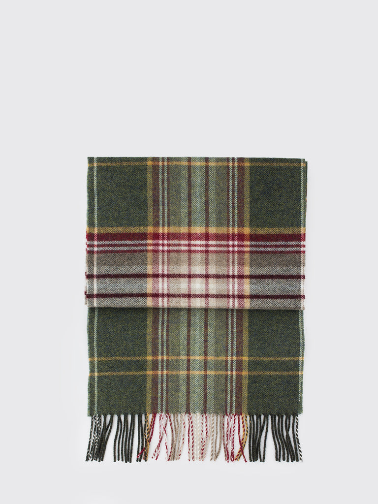 GLEN PRINCE - Sciarpa in lana tartan verde chiaro / rosso